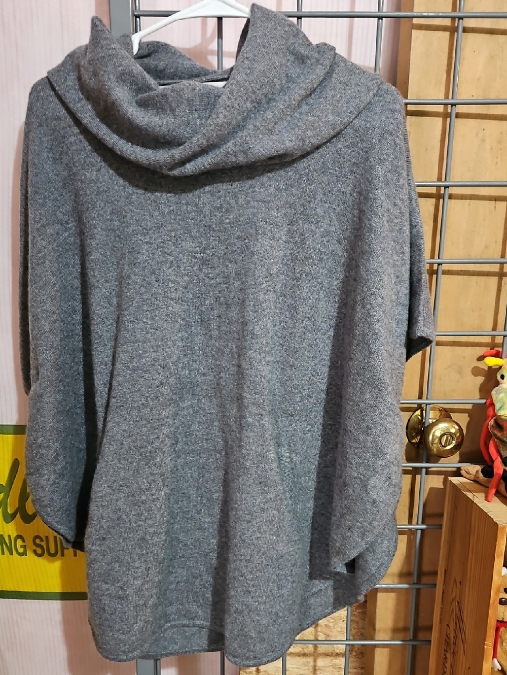 Max Studio Gray Draped Cowl Neck Sweater 100% Cashmere.